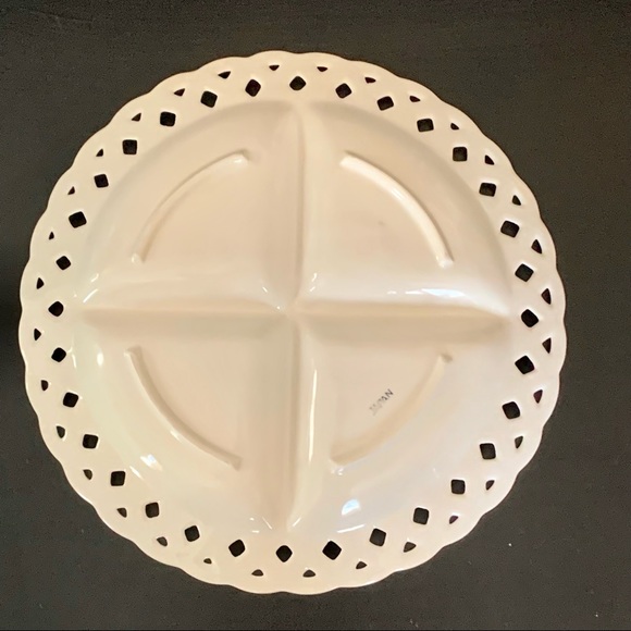 Tosho Butterly & Flower 13” Lace Border Four Section Plate Japanese Fine China - Picture 8 of 10